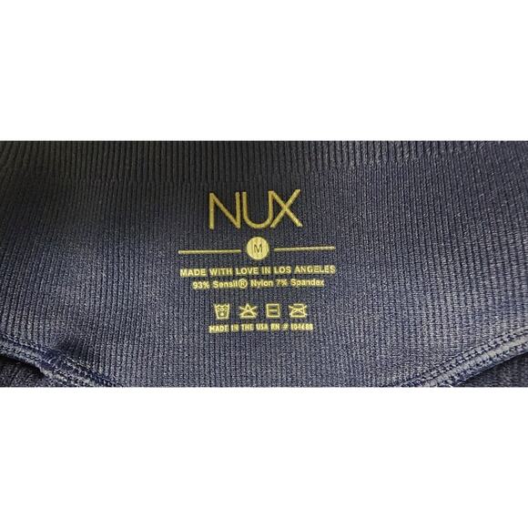 NUX Ribbed Tie Dye Leggings Navy and White V Back Size M - Picture 5 of 8